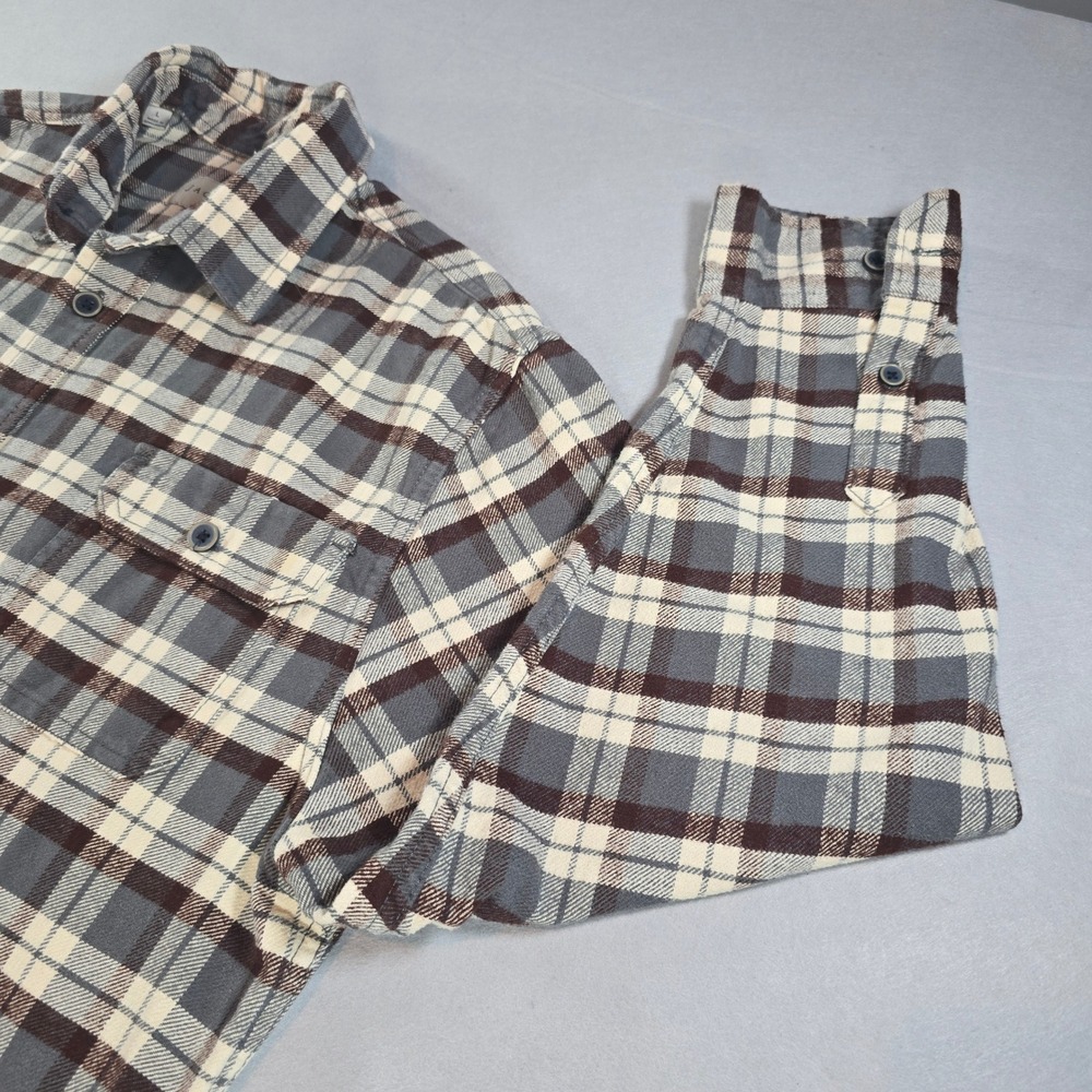 Jachs NY Mens Large Flannel Shirt Plaid Long Sleeve Button Down Grey Brown L - Picture 3 of 8